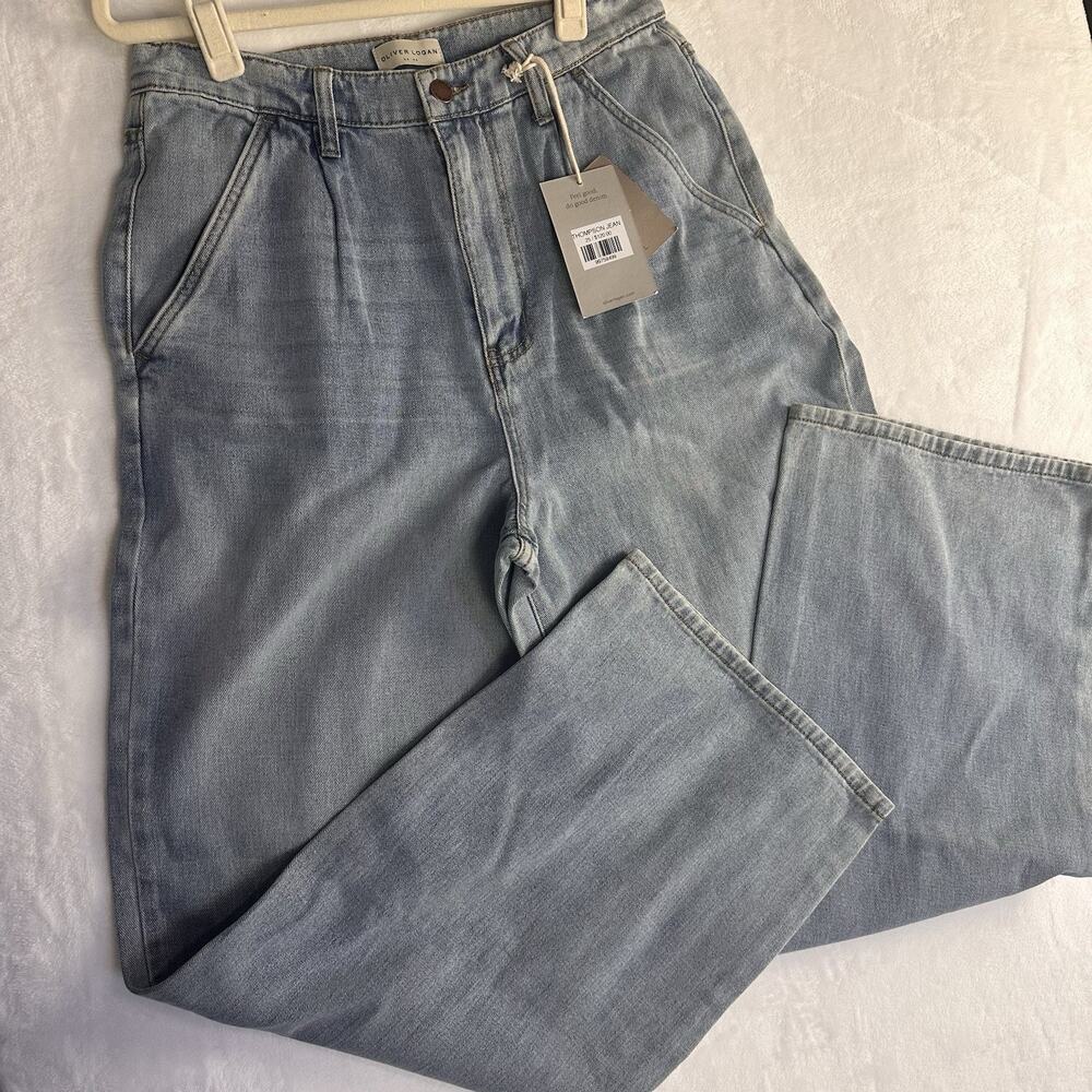 Oliver Logan Thompson Jeans 25Light Wash Wide Leg Low Slung Comfort Stretch NWT